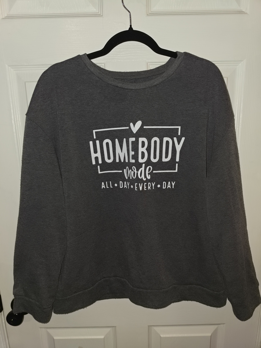 SHEIN Charcoal Gray "Homebody Mode" Graphic Sweatshirt